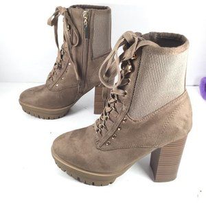 Wild Diva Heeled Boots Taupe Size 6
